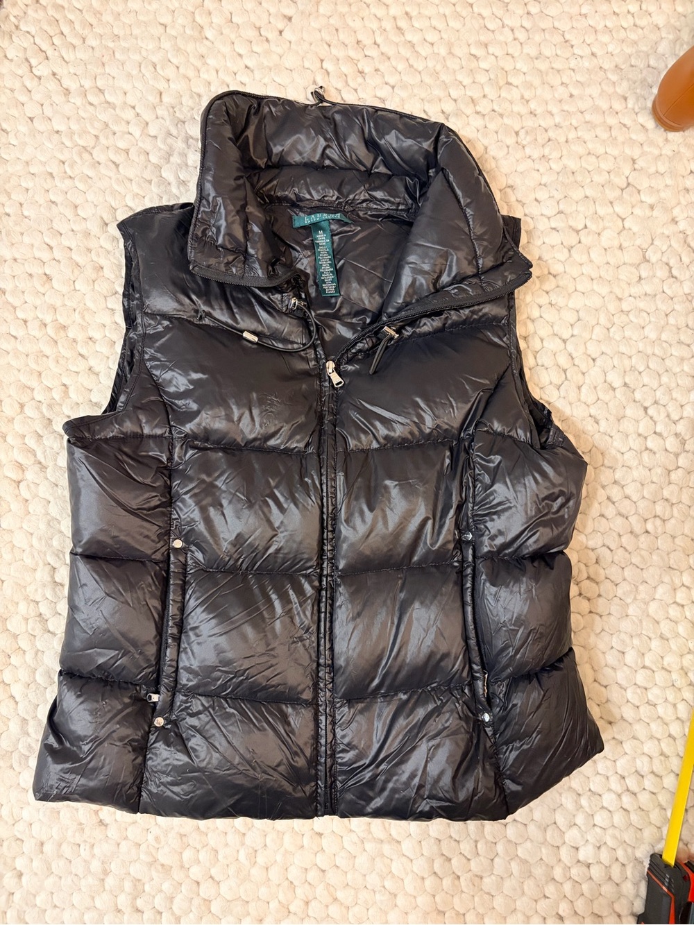 Lauren Ralph Lauren Women's Black Down Puffer Vest Full Zip Pockets Size M